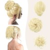 BARSDAR 3PCS Cheveux Chignon Extensions, Postiche Chignon Bouclés Droite Courte Queue De Cheval Chignon Tousled Updo Extensio