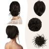 BARSDAR 3PCS Cheveux Chignon Extensions, Postiche Chignon Bouclés Droite Courte Queue De Cheval Chignon Tousled Updo Extensio