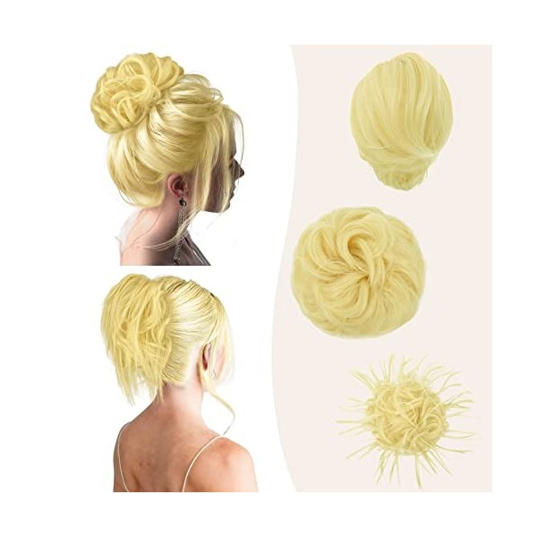 BARSDAR 3PCS Cheveux Chignon Extensions, Postiche Chignon Bouclés Droite Courte Queue De Cheval Chignon Tousled Updo Extensio