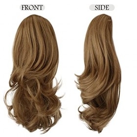 BARSDAR Postiche Extensions de Queue de Cheval Bouclée à Clipser de 33 cm Extension de Cheveux Synthétiques Ondulés Naturels 