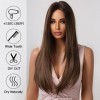 Allbell Perruque brune pour les femmes longue droite en couches perruque synthétique cheveux naturels Mid Split