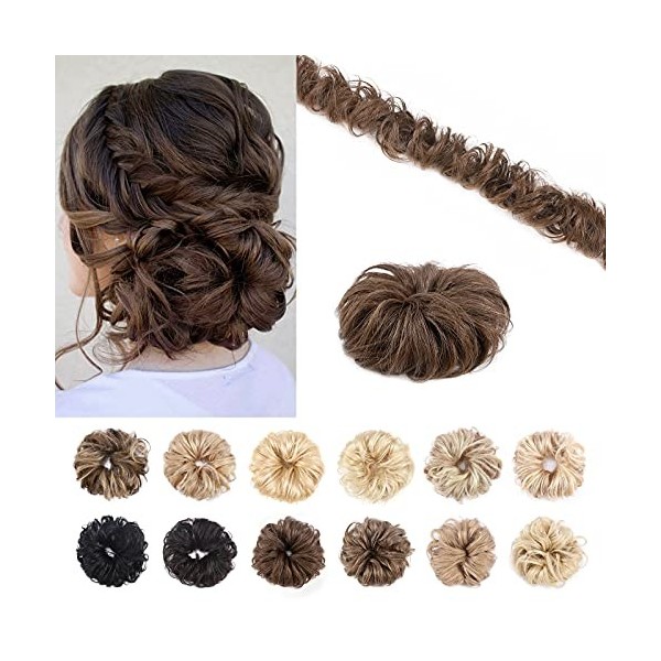 Postiche Queue de Cheval Elastique Chouchou A Cheveux Extension Cheveux Pour Chignon Cheveux Humain Naturel 32G - 24 Blond Na