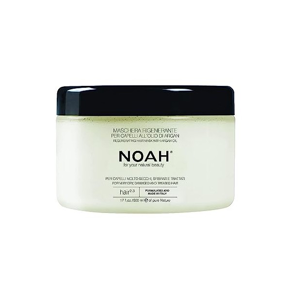 NOAH 2.3 Masque régénérant à lhuile dargan pour cheveux secs et abîmés, 500 ml, formulé et fabriqué en Italie, sans cruauté