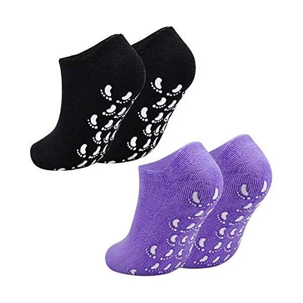 Jinlaili 2 Paires Chaussettes Gel Hydratant, Chaussettes Hydratantes Pieds, Doublure Gel imprégnée dhuiles Essentielles et d