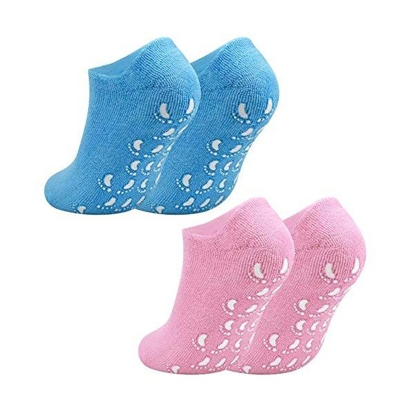 Jinlaili 2 Paires Chaussettes Gel Hydratant, Chaussettes Hydratantes Pieds, Doublure Gel imprégnée dhuiles Essentielles et d