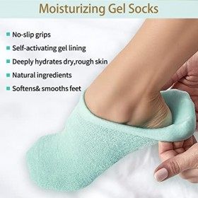 Chaussettes Hydratantes,2 Paires Chaussettes Hydratantes pour Pieds Secs,Réutilisable Chaussettes en Gel pour Réparer et Adou