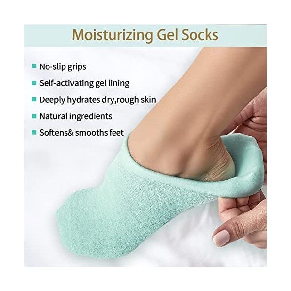 Chaussettes Hydratantes,2 Paires Chaussettes Hydratantes pour Pieds Secs,Réutilisable Chaussettes en Gel pour Réparer et Adou