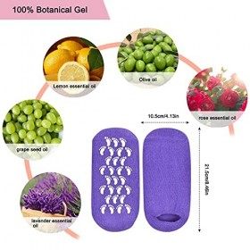 Jinlaili 2 Paires Chaussettes Gel Hydratant, 21.5cm Chaussettes Spa Pied en Huiles Essentielles et Vitamine E, Chaussettes Ge