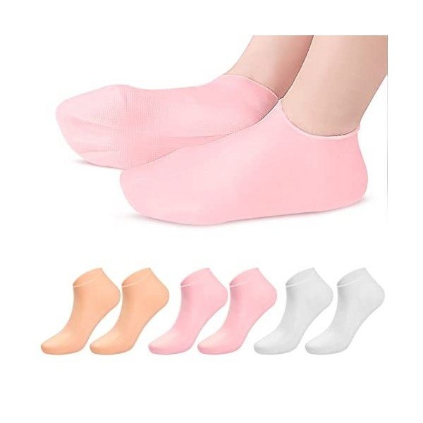 3 Paires Chaussettes Hydratantes, Chaussettes de Prévention pour le Soin des Pieds Fissurés, Hommes Femmes Chaussettes en Gel