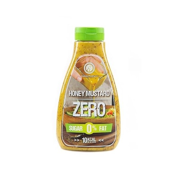 Rabeko Zero Sauce - moutarde au miel, 1 x 425 ml sans sucre et peu de matières grasses - produits sains, faible en glucides e