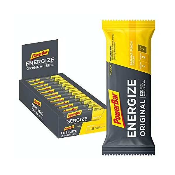 Powerbar Energize Original Banana Punch 15x55g - Barre Énergétique à Haute Teneur en Carbone + C2MAX Magnésium et Sodium