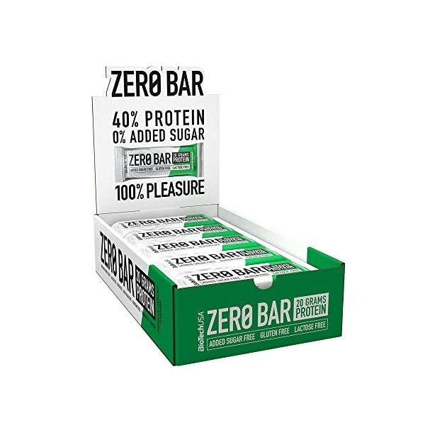 BioTechUSA Zero Bar Une barre ayant une teneur élevée en protéines sans sucre ajouté, sans lactose, gluten et aspartame conte