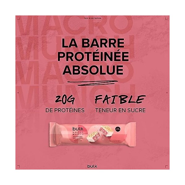 Bulk Barre Protéinée Macro Munch, Raspberry Cheesecake, 12 x 62 g