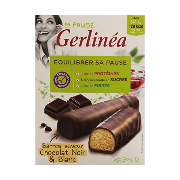 Gerlinéa Barres saveur chocolat noir & blanc - La boîte de 12, 372g