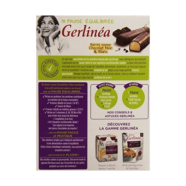 Gerlinéa Barres saveur chocolat noir & blanc - La boîte de 12, 372g