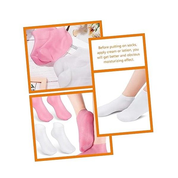 Lurrose 2 Paires De Chaussettes En Silicone Gel DAloe Vera Chaussettes Hydratantes Pour Les Pieds Pieds Secs Chaussettes Hyd