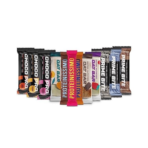 Scitec Nutrition Bar Selection, | 12 barres | Choco Pro | Proteinissimo | Oat Bar | Prime Bite