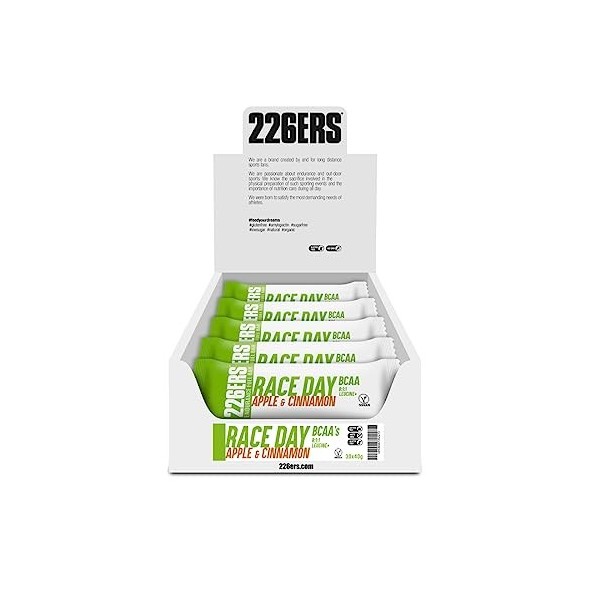 226ERS Race Day Bars, Barres Energétiques Végane pour une Meilleure Endurance, Energy Bars, Pomme et Cannelle - 30 barres x 4