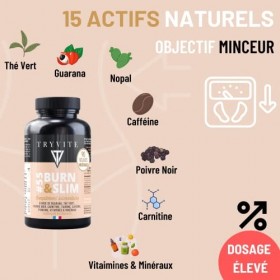 Bruleur de Graisse Puissant Homme Femme | Coupe Faim Puissant et Efficace | Minceur Perte de Poids Rapidement | TRYVITE BURN&