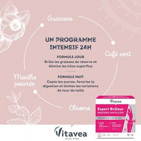 Vitavea - Préparation minceur Expert Brûleur graisses installées et Ventre plat - Programme Intensif 24h Jour / Nuit - Guaran