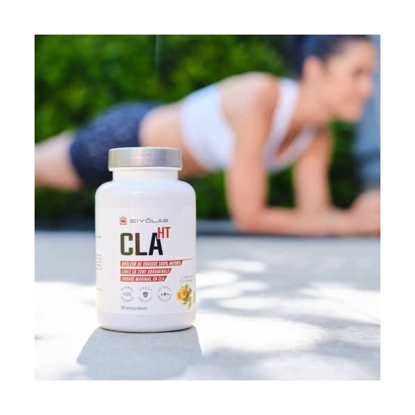 CLA HT | Bruleur de Graisse 100% Naturel | Action Ciblée sur la Graisse Abdominale | 3000mg par Portion | 80% d’Acide Linoléi