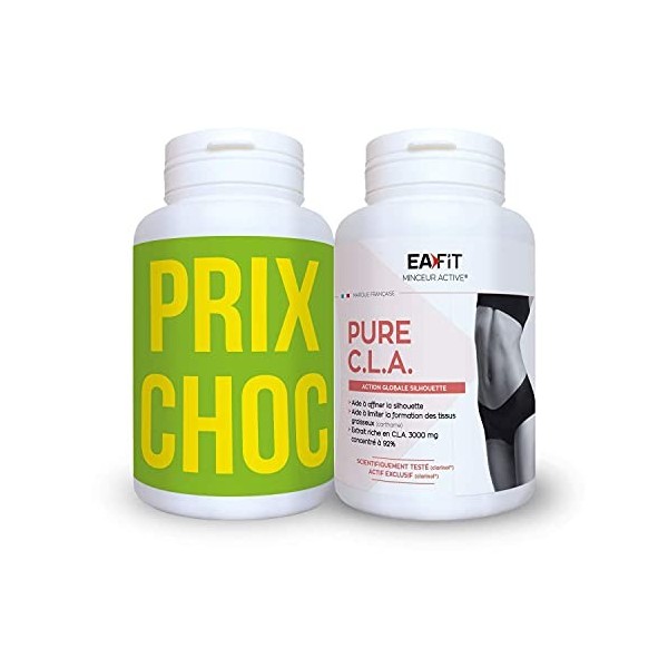 EAFIT Duo Pure CLA - Aide à affiner la silhouette - 2 x 90 gélules - Prog. 30 j - Limite la formation des tissus graisseux - 