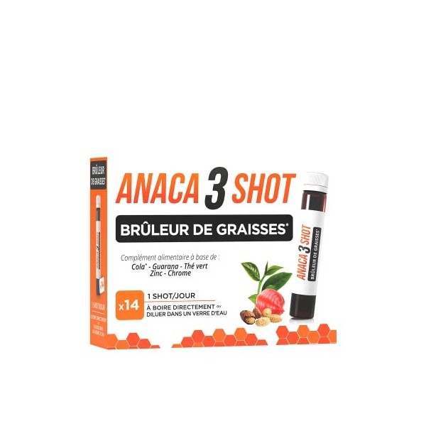 Anaca 3 - Shot Brûleur De Graisse - Complément Alimentaire Triple Action - Oxydation 3 & Métabolisme 2 - Plantes & Minéraux