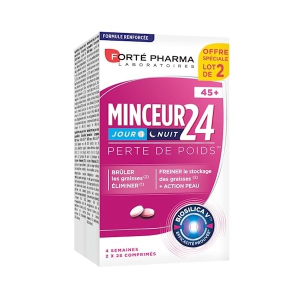 Forté Pharma - Minceur 24 45+ | Complément alimentaire minceur femme de 45 ans et plus - Elimination - Brule graisse | Collag