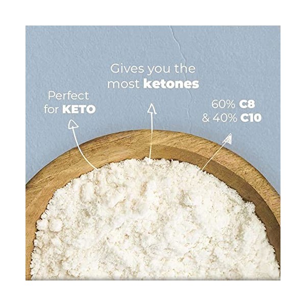 Go-Keto MCT Powder 250 g | poudre TCM C8/C10, 100 % huile de coco, sans huile de palme | Top pour le régime keto | Pour un bu