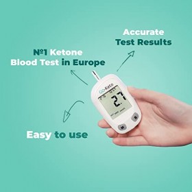 Go-Keto Kickstart Set mg/dl | Cétones Mesureur de sang, 10 bandelettes de test de cétone et autres accessoires | Ketone Check