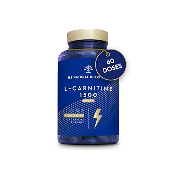 L Carnitine Naturelle 1500. Brûleur de Graisse. Améliore le Rendement Sportif. Aide à Maigrir. Apporte Résistance et Energie.