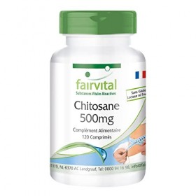 Fairvital | Chitosan 500mg - Hautement dosé - Brûleur de graisse - 120 comprimés - fibres naturelles