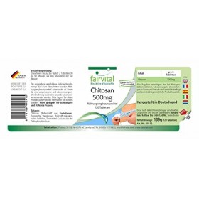 Fairvital | Chitosan 500mg - Hautement dosé - Brûleur de graisse - 120 comprimés - fibres naturelles
