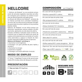 QUEMAGRASAS Hellcore - la qualité des produits Optima et puissant brûleur de graisse Minceur - VITOBEST N, 90 Caps 