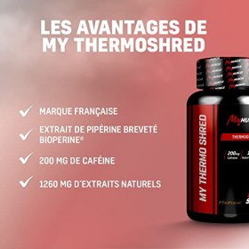 MyMUSCLE - My Thermoshred - Brûleur de Graisses avec Caféine + Extraits Naturels de Plantes - 120 Gélules