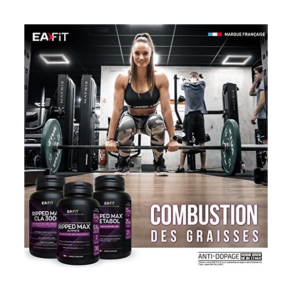 EAFIT Ripped Max Métabol - Brûleur de Graisses Testostérone 63 Comp - Prog 21 J - Relance Métabolique - Thermogenèse - Graiss
