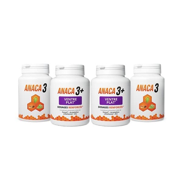 Anaca3+ – Nouveau Pack Spécial 4 produits - Routine Ventre Plat 2 mois 