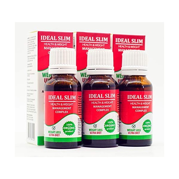 Ideal Slim Lot de 3 flacons de goutte, pour la perte de poids et ultra Diet, 20 ml par boîte