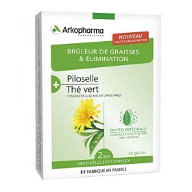 Arkogélules Complex Brûleur de graisses et Elimination - Piloselle et Thé vert - Lot de 2 Boites de 40 Gélules