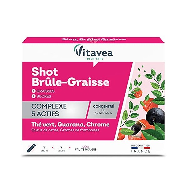 Vitavea - Shot Brûle-Graisse - Complément Alimentaire Brûleur de Graisse Puissant - Minceur, Perte de Poids - Queue de Cerise