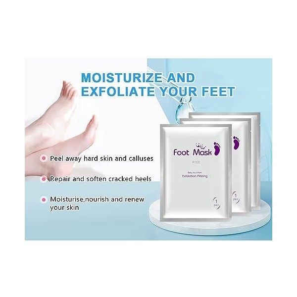 WOOZHI Masque Pied Peel 2 Pairs Masque Peeling Exfoliant Pieds Anti-callosités Chaussette Hydratante Soin Pieds Efficace po