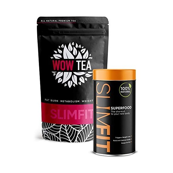 WOW TEA: Thé & Superfood Remplacement de repas | Infusions pour Perte de Poids et de désintoxication | 9 Superaliments | Thé 