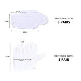 Lot de 3 paires de chaussettes hydratantes, 1 paire de gants hydratants, chaussettes hydratantes en coton, chaussettes confor