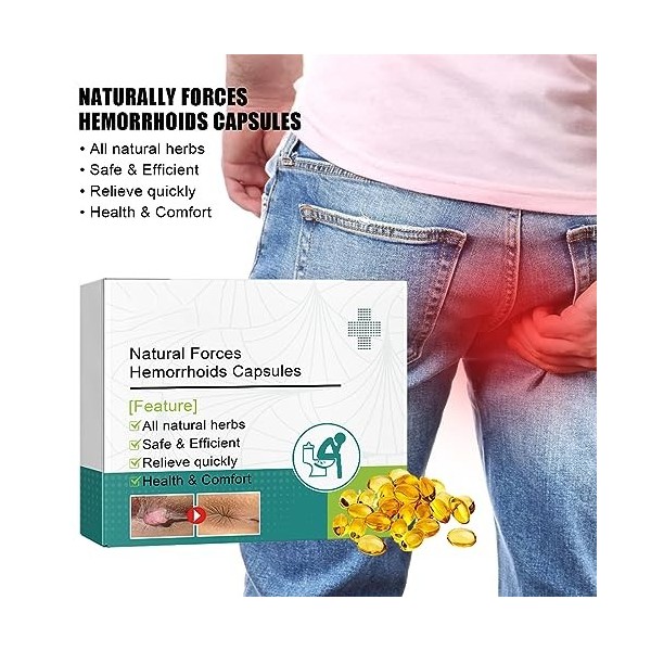 BOCOVA Natural Herbal Strength Hemorrhoid Capsules,Hemorrhoid Suppository,Natural Hemorrhoid Relief Capsules,Quick Treatment 