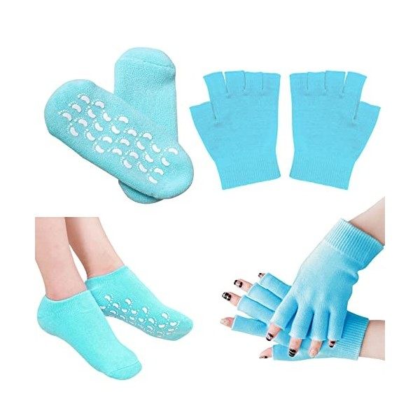 Chaussettes Hydratantes Silicone pour les Pieds avec Gel de Coton Élastique Antidérapant Gants Hydratants pour Spa pour les M