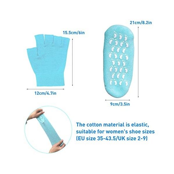 Chaussettes Hydratantes Silicone pour les Pieds avec Gel de Coton Élastique Antidérapant Gants Hydratants pour Spa pour les M