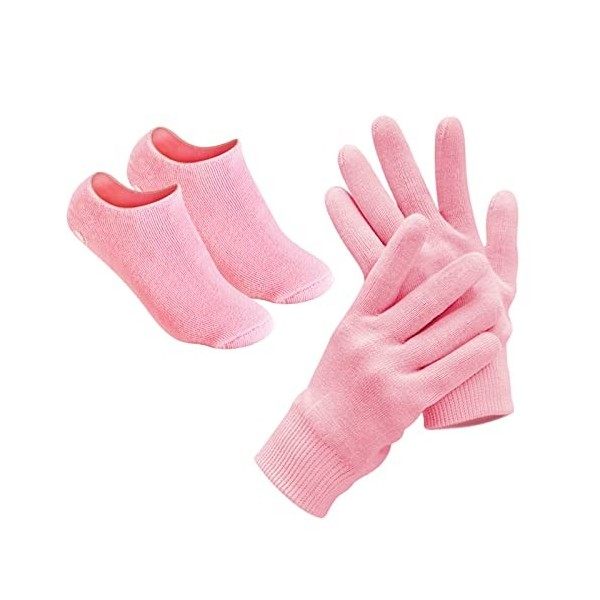 Pinkiou Soften SPA Gel Gants hydratants et chaussettes pour hydrater les soins de la peau fissurés rose 