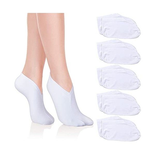 JINWEORI Lot de 5 paires chaussettes hydratantes pour pieds secs, pour homme et femme, blanc