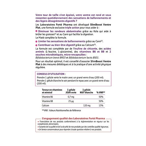 Forté Pharma - SlimBoost Ventre Plat | Complément Alimentaire Brûleur de Graisses à base de souches microbiotiques | 60 gélul