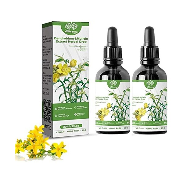 Clearbreath Dendrobium & Mullein Extract - Powerful Lung Support, Herbal Lung Health Essence, Dendrobium Mullein Extract Herb